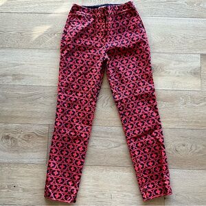 Boden Red and Blue Patterned Pants